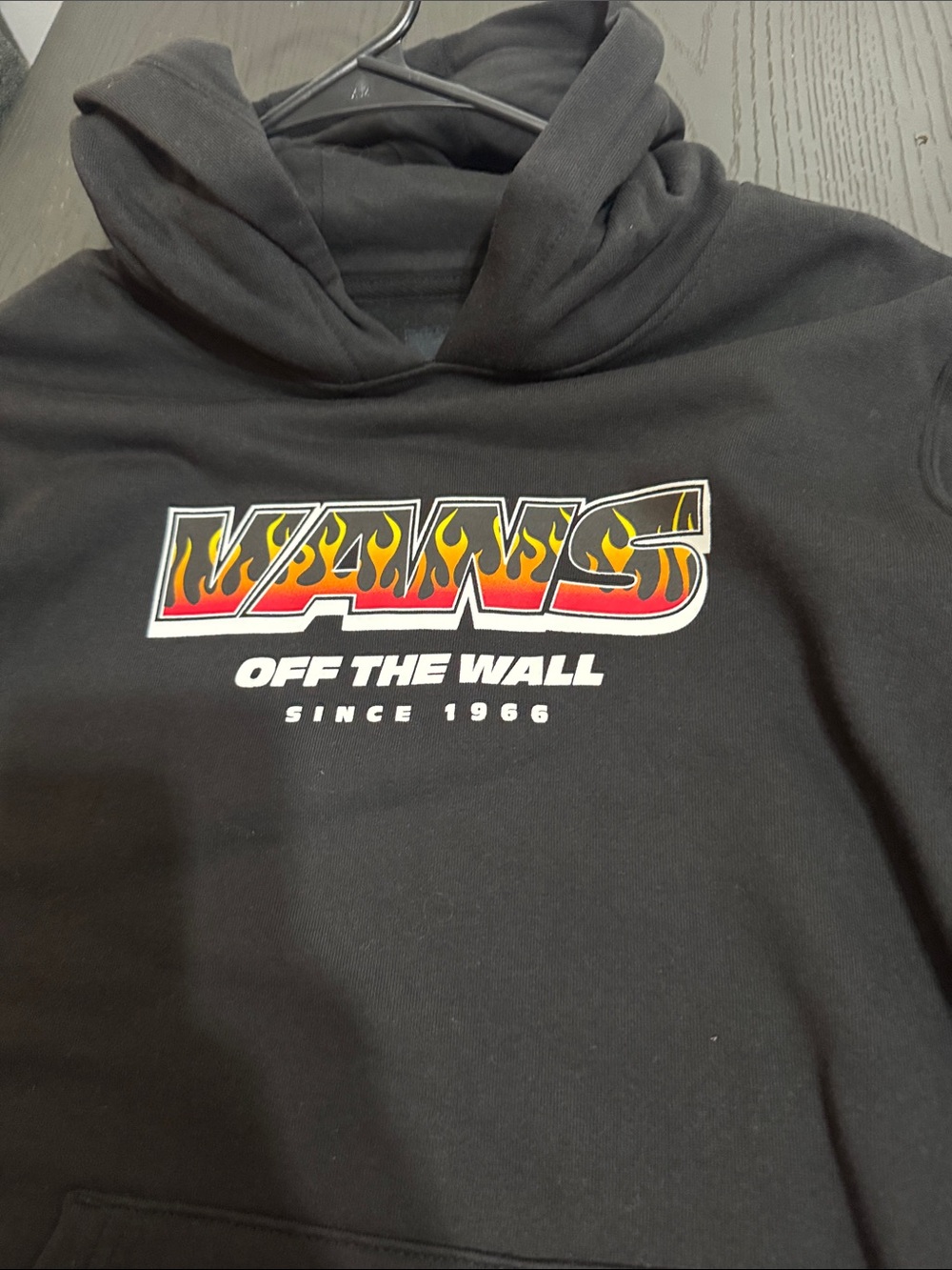 Vans Black Hoodie with Red-Orange Flame Logo
